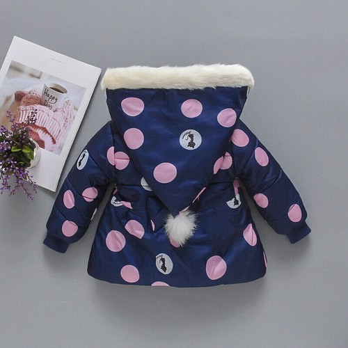 Baby Mädchen Mantel Kinder wattiert Puffer Parka Fell Kapuze gesteppt warm Jacke Winter - Bild 12 von 16