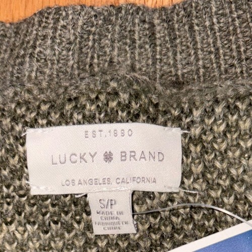 Cárdigan Suéter Lucky Brand Camuflaje Pequeño Verde Abotonado Suave Mezcla Lana - Imagen 10 de 12