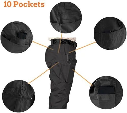 Men's Work Cargo Pants Tactical Combat Pants Outdoor Hiking Waterproof Trousers - Picture 3 of 31