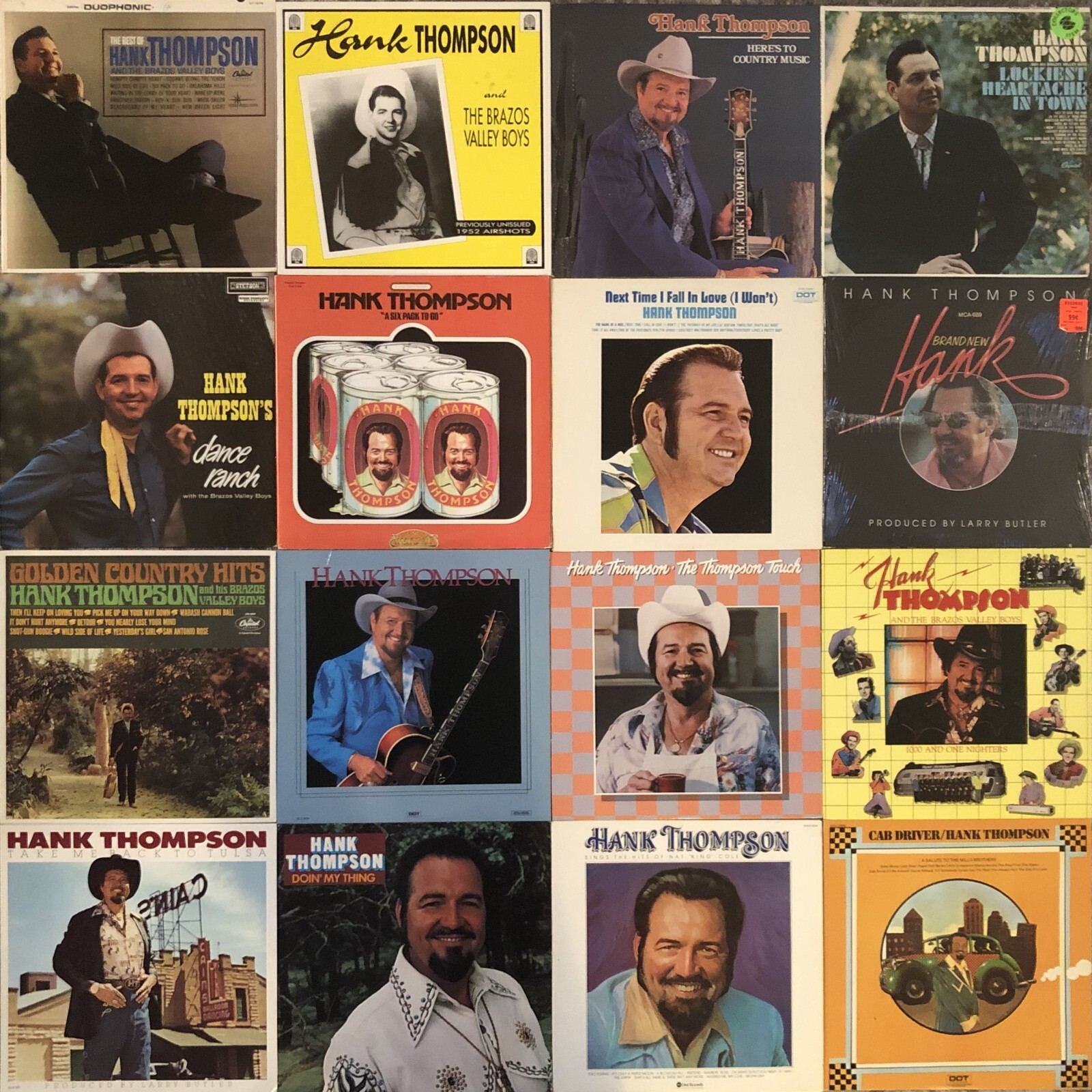 HANK THOMPSON (16) LP VINYL RECORDS LOT COUNTRY WESTERN SWING