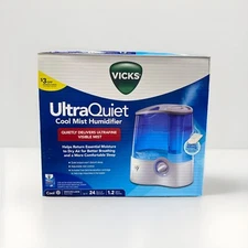 Vicks UltraQuiet Cool Mist Humidifier 1.2Gal Med/Lg Room Up To 24Hrs V5100NS New