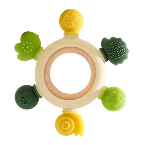 Montessori Baby Teether, Natural Wooden Ring & Silicone Toy, Baby Gift - Picture 11 of 11