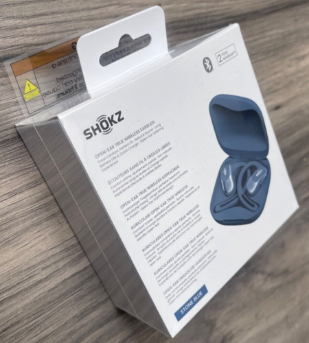 Shokz OpenFit Air Open-Ear True Wireless Earbuds Mic Stone x Blue Factory Sealed - Picture 2 of 4