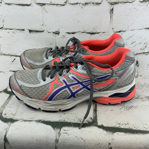 Asics Tennis Shoes Gray Orange Running Sneakers Womens Sz 7.5 - Picture 4 of 11