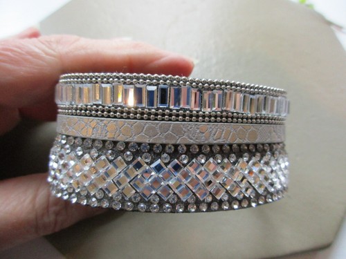 BRAZALETE BRAZALETE VINTAGE CUERO MAGNÉTICO CRISTAL ESTRÁS BRILLANTE BONITO - Imagen 2 de 10