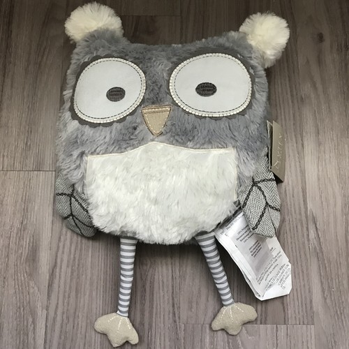 New Levtex Baby Gray Striped Plush Owl 15" Stuffed Pillow Nursery Lovey NWT - Picture 3 of 9