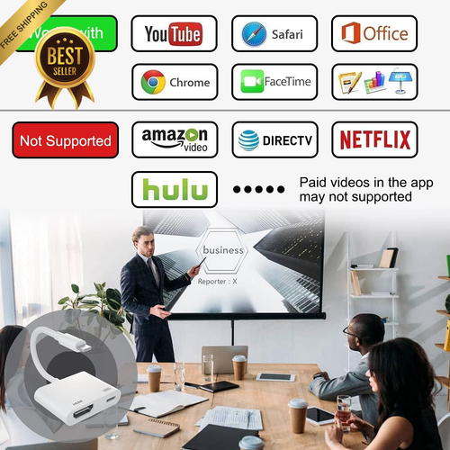 Lightning to HDMI Adapter, 1080P AV, Compatible with iPhone/iPad - Picture 5 of 12