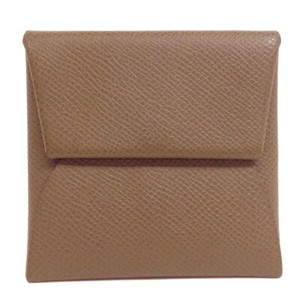 小物 HERMES COMPACT LEATHER COIN PURSE Hermes Coin Case Purse Le Van Quatre □F Engraved Double