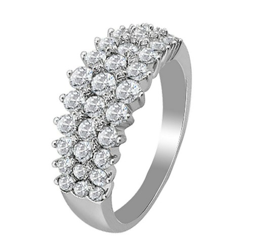 1,50 ct Moissanit dreireihiger Ehering Ring in 10 K Weißgold vergoldet Silber - Bild 1 von 5