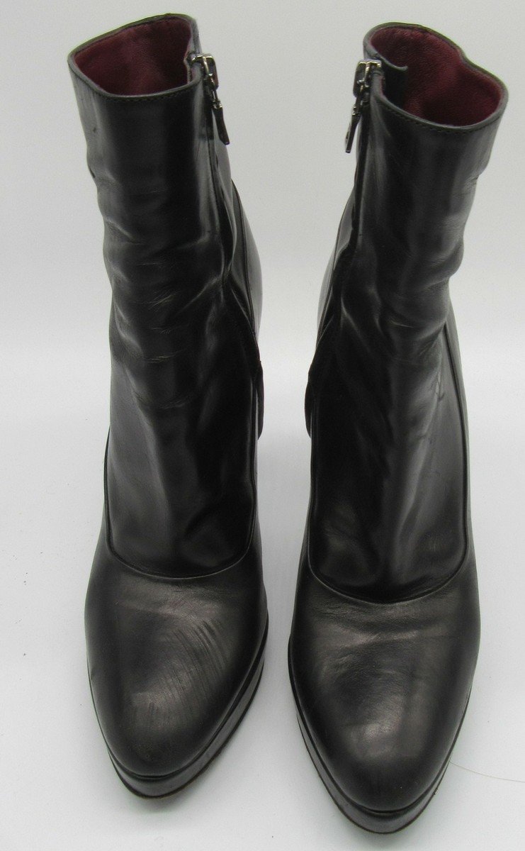 PRADA ブラックレザー ハイヒール Prada Black Leather Platform Zip