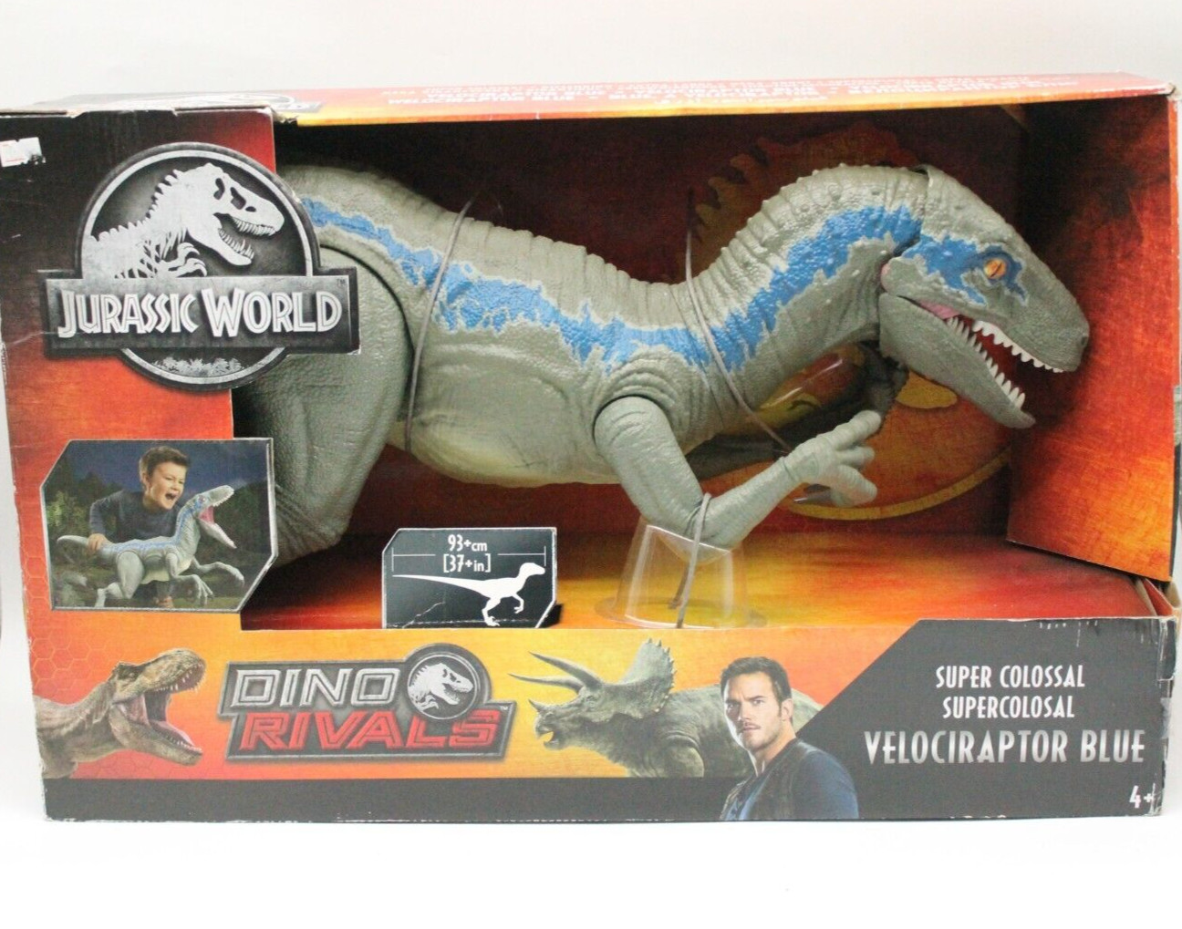 Velociraptor Blue Jurassic World | Dino Rivals Dinosaurier 90 cm Mattel NUEVO EMBALAJE ORIGINAL