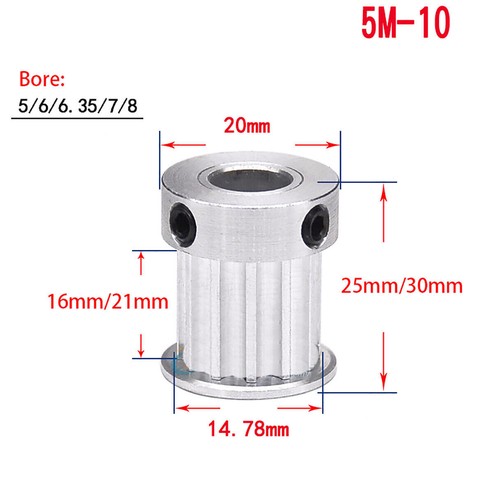 Polea de distribución 5M-10T diámetro de rueda síncrono 5 mm-10 mm para impresora 3D CNC Reprap - Imagen 8 de 9