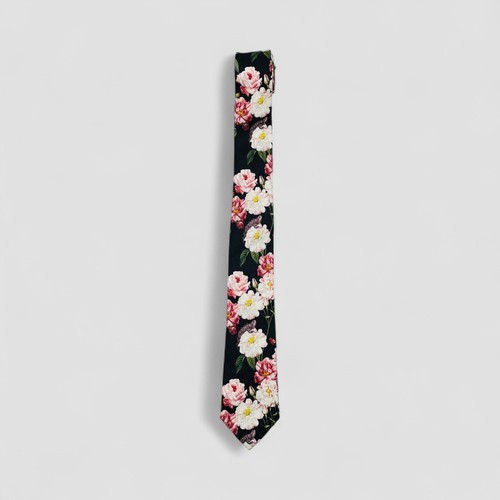 Ted Baker Tie Floral Black Pink White Rose Silk Made in Italy - Picture 4 of 10