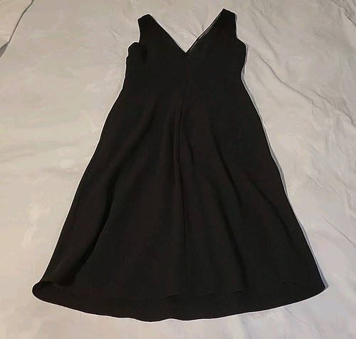 Ann Taylor Little Black Dress Women 6 Silk Embroidered Floral V Neck Formal - Picture 13 of 14