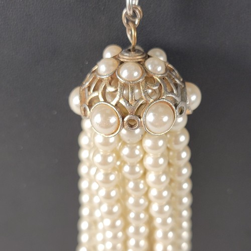 Vintage Faux Perle Quaste Halskette Anhänger Kette Faux Wasserperle 1970er 30" - Bild 7 von 10