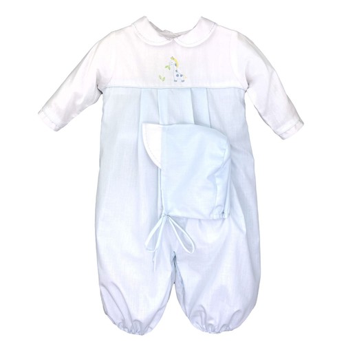NWT Petit Ami Blue Giraffe NEWBORN Convertible Bag to Longall & Hat Baby Boys NB - Picture 2 of 2