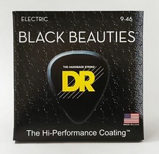 DR BKE-9/46 Black Beauties Coated Electric Guitar Strings; gauges 9-46