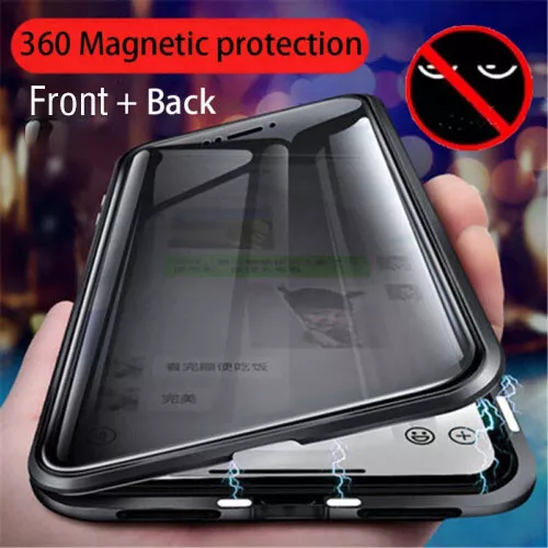 360 Magnetic Protection Privacy Double Glass Case For iPhone 16 15 14 Pro Max 13 - Picture 1 of 31