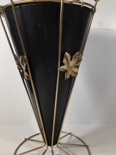 Soporte para paraguas de metal MCM de colección ~ negro/dorado~ con hoja ~ retro~forma de cono - Imagen 15 de 24