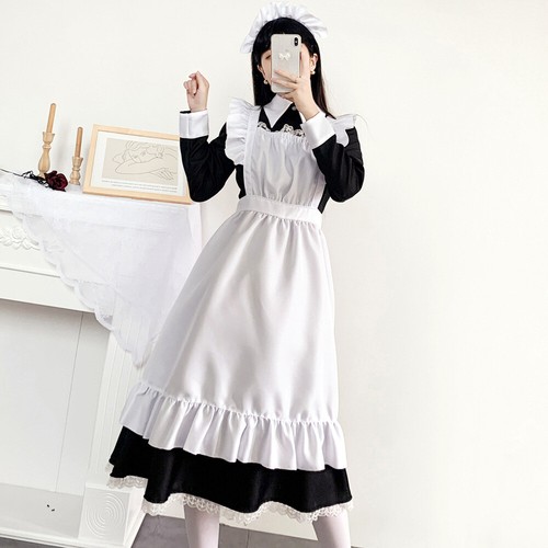 Lindo vestido largo tradicional de criada mayordomo británico disfraces uniforme japonés - Imagen 3 de 14