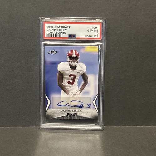 Calvin Ridley rookie auto 2018 Leaf Draft PSA 10 GEM MINT Jaguars pop 1 - Picture 5 of 10