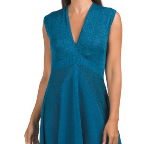 Abito midi donna Vertigo Paris metallizzato scintillante orlo asimmetrico nuovo con etichette S, M - Foto 3 di 7