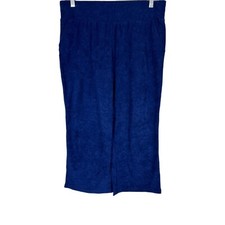 Belle Beach by Kim Gravel Petite Poolside Terry Wide Leg Pants Blue PM Size