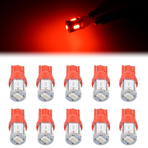 10x 501 T10 LED Side Light Bulbs Red W5W Canbus Indicator Light Interior Wedge - Picture 1 of 9