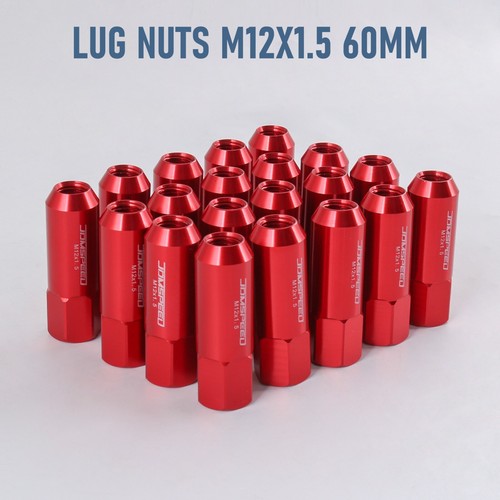 JDMSPEED 20PC RED M12X1.5 60MM EXTENDED FORGED ALUMINUM TUNER RACING LUG NUT SET - Picture 5 of 7