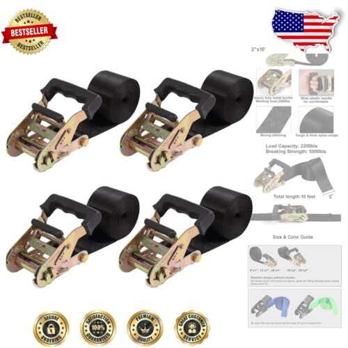 Secure Your Cargo: 4 Pack 2" x 20' Endless Ratchet Straps - 2200 lb Capacity