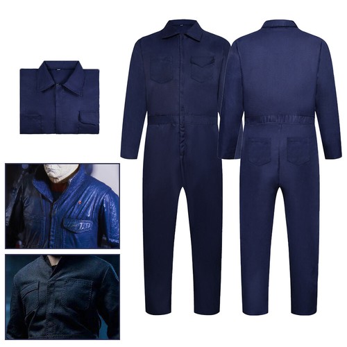 Halloween Men Fancy Dress Michael Myers Navy Jumpsuit Boiler Suit Mask Costume - Picture 10 of 36