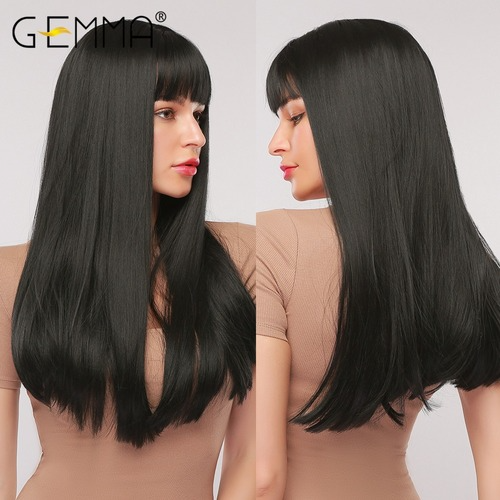 Cosplay Straight Black Synthetic Wigs Bangs Lolita Party Heat Resistant Fibre - Picture 7 of 40