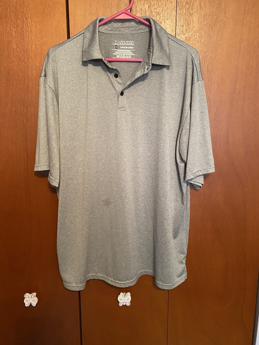 Men's Cossniss Golf/Polo Size XXL Short Sleeve Grey Button Front