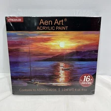 Aen Art Premium Acrylic Paint, 16 Colors ~ NEW SEALED