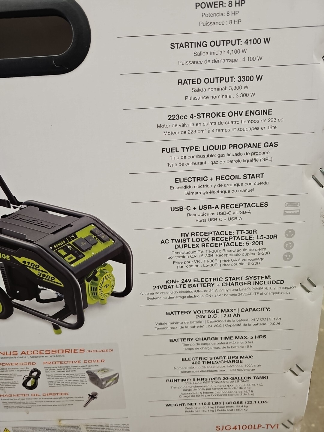 Sun Joe 4100 Watt Portable Propane Generator w/ Electric Start