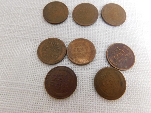 F6 - 1910 - 1918 Lincoln Wheat Penny Lot of 8 Circulated - Picture 2 of 2