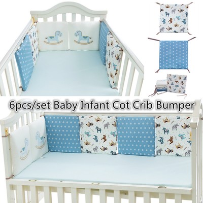 6pcs Cotton Baby Infant Crib Cradle Cot Bumpers Protective Nursery