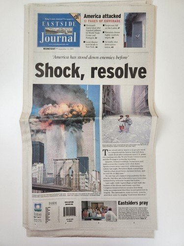 2001 Eastside Journal 2 Zeitungen WA American Attacked World Trade Center Sept - Bild 4 von 7