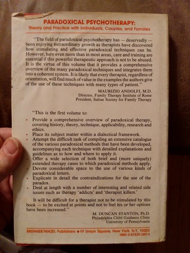 GERALD R. WEEKS & LUCIANO L'ABATE, Paradoxical Psychotherapy, HB/DJ - Picture 2 of 2