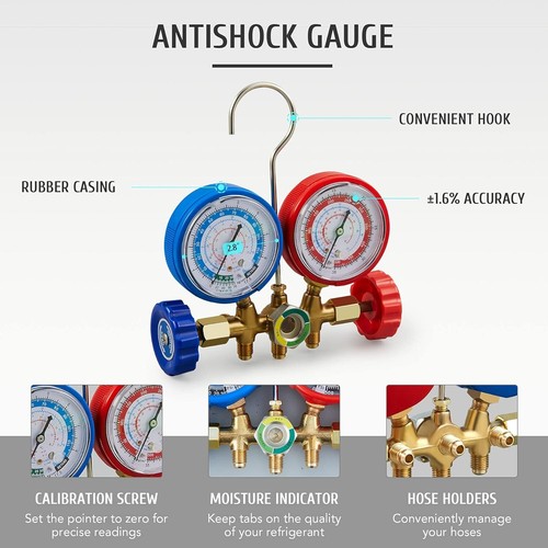 AC Refrigeration Kit Manifold Gauge Set W/Couplers R22 R12 R134A Air Conditioner - Picture 4 of 12