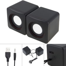 Mini Computer Speakers USB Powered 3.5mm Jack PC Desktop Laptop Stereo Wired