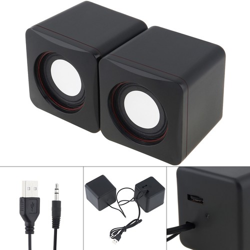 Mini Computer Speakers USB Powered 3.5mm Jack PC Desktop Laptop Stereo Wired - Afbeelding 1 van 11