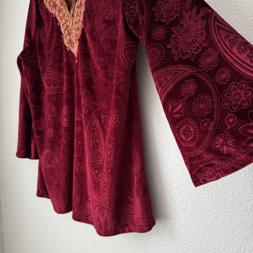 Soft Surroundings Velvet Vermilion Tunic NWOT Festival Medieval Whimsigoth fairy - Picture 5 of 9
