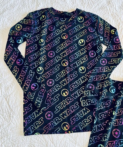 NEW Gap x Star Wars Rainbow Colored Logo Print Long sleeve Pajamas Girls size 10 - Picture 3 of 8