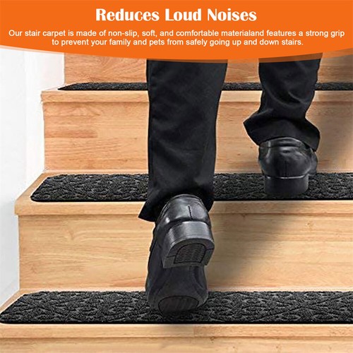 8in x 30in Carpet Stair Treads Anti Slip Stair Mats For Indoor Wooden Steps Rugs - Picture 4 of 16