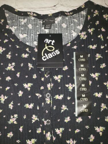 NWT Girls Size 7/8 Art Class Black Floral T Shirt - Picture 2 of 3