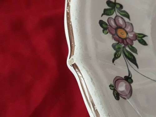 Grand plat en faïence au décor dans le goût de Strasbourg.34 cm environ tulipe - Imagen 5 de 9