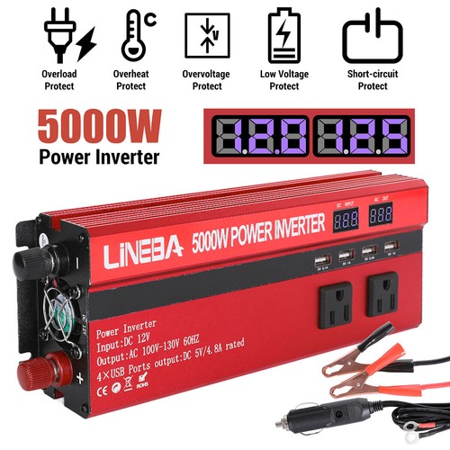 Inversor de corriente 5000W/3000W convertidor de 12V a 110V 3AC + 4 puertos USB pantalla LCD - Imagen 63 de 113