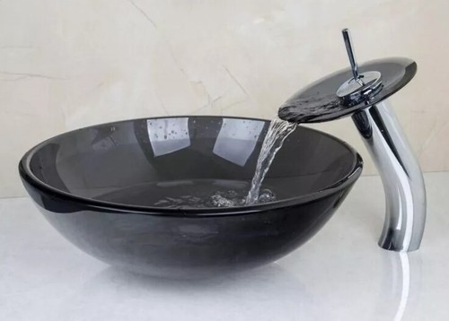 Yanksmart Tempered Glass Sink Bowl Bathroom Vessel Sinks And Mixer Faucet Tap... - Picture 17 of 18