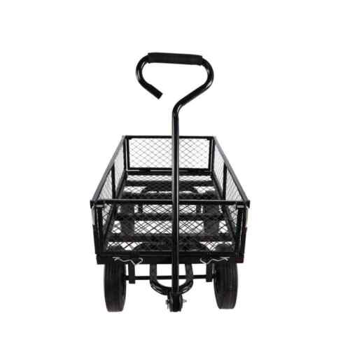 16cu.ft. Mesh Metal Frame Wagon Heavy-Duty Push Garden Cart w/Solid wheels Tools - Picture 3 of 5